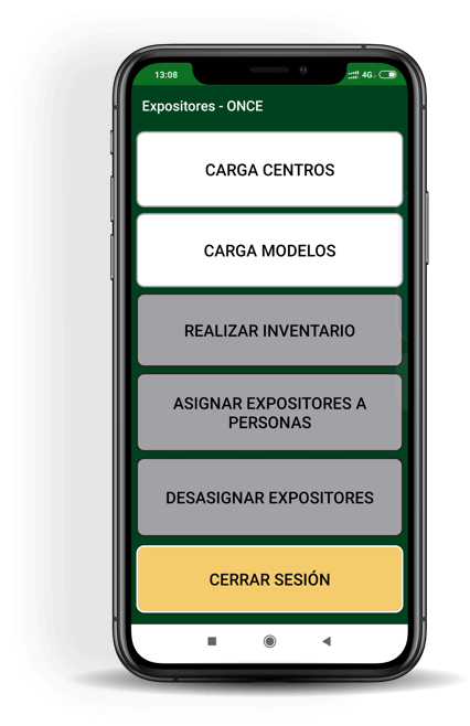 Móvil con la App ExpositoresONCE