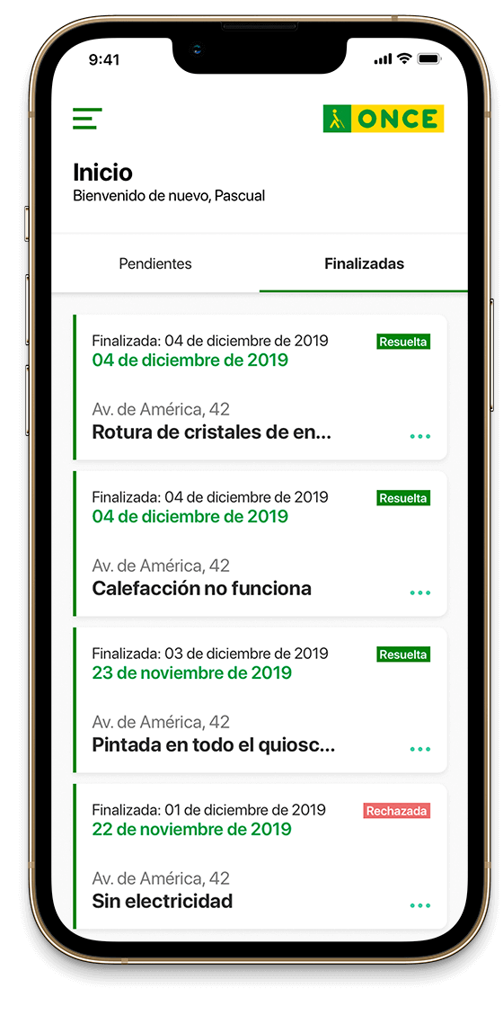 Móvil con la App Reparapp ONCE