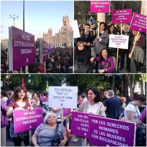 Collage de imágenes de mujeres con discapacidad en la manifestación del 8-M del pasado año