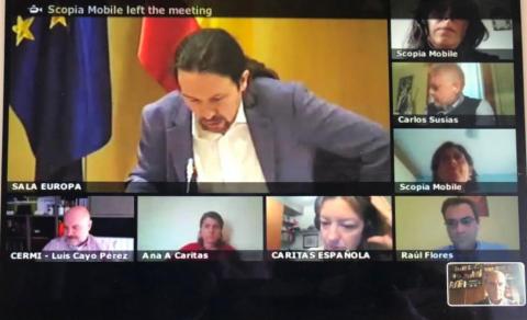 pantallazo de la videoconferencia con el gobierno