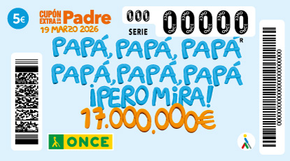 Cupón preimpreso del Extra Día del Padre. Podrás ganar un premio de 17.000.000 € por 5 €