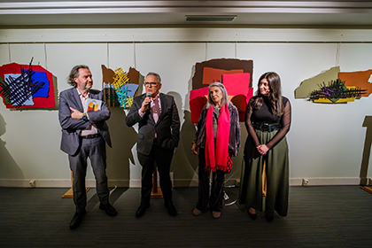 Fran Maldonado, Ángel Luis Gómez, Carmen Bozzano y Mireia Rodríguez, durante la inauguración de Tramas