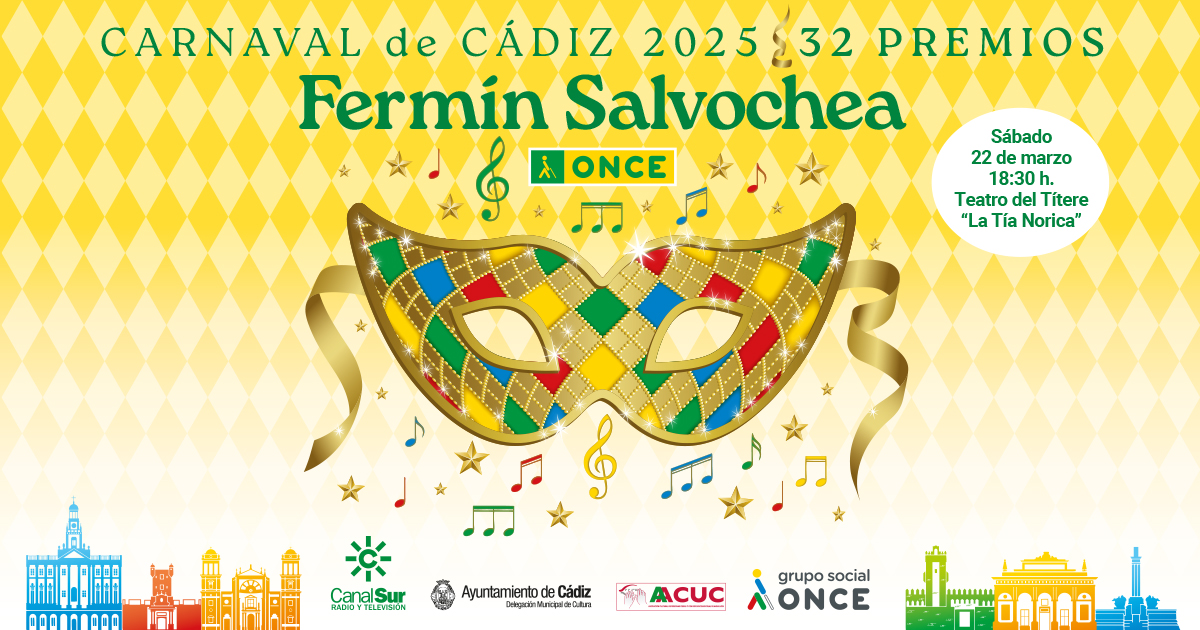 Cartel 32 Premios Fermín Salvochea, Carnaval de Cádiz, Grupo Social ONCE