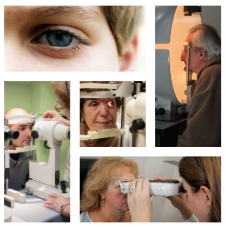 Collages de fotografías de consultas oftalmológicas