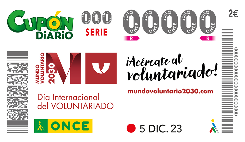 Cupón de la ONCE dedicado al Día Internacional del Voluntariado