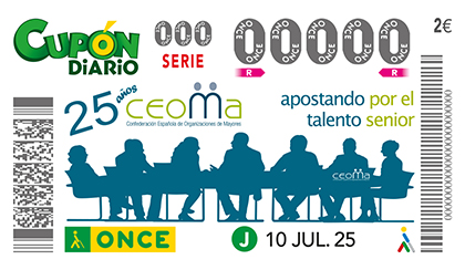 Cupón de la ONCE dedicado al 25 aniversario de CEOMA