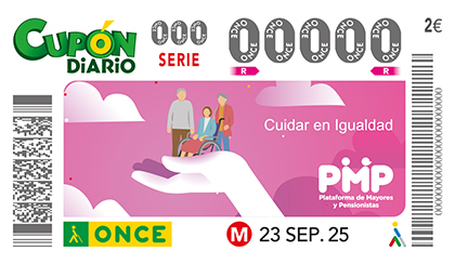 Cupón de la ONCE dedicado a la Plataforma de Mayores y Pensionistas