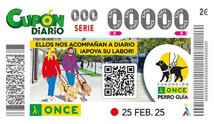 Cupón de la ONCE dedicado a la Fundación ONCE del Perro Guía