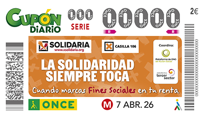 Cupón de la ONCE dedicado a la X Solidaria