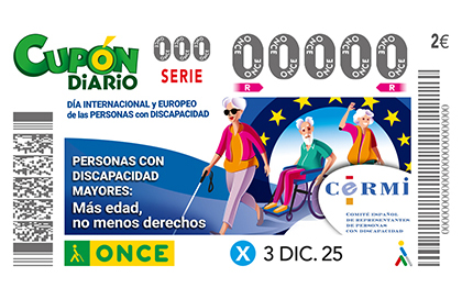 Cupón de la ONCE dedicado al Día Internacional y Europeo de las Personas con Discapacidad