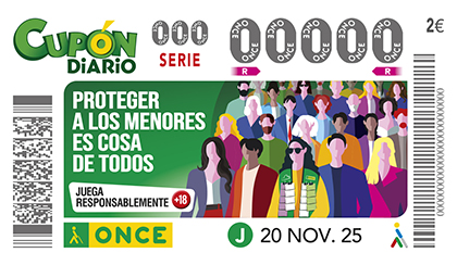 Cupón de la ONCE dedicado al Juego Responsable 20 nov 2025