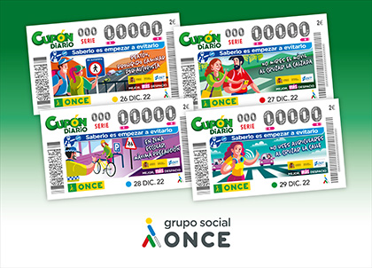 Los cuatro cupones de la ONCE dedicados a la DGT en diciembre de 2022