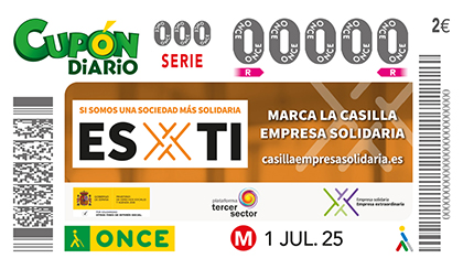 Cupón de la ONCE dedicado a la Casilla Empresa Solidaria