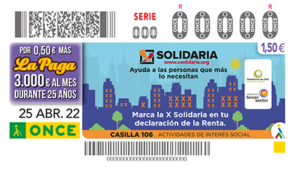 Cupón de la ONCE dedicado a la X Solidaria