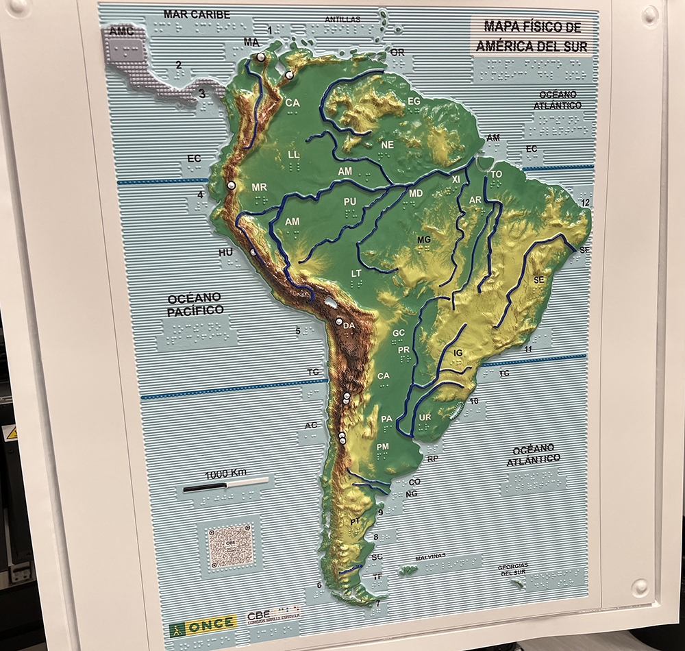 Mapa físico inclusivo de América del Sur