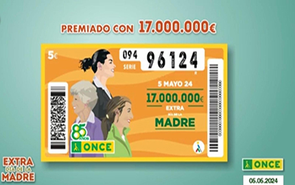 Imagen del número premiado en el sorteo Extraordinario del Día de la Madre