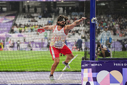 Álvaro del Amo en la competición de lanzamiento de disco en los pasados Juegos de París 2024