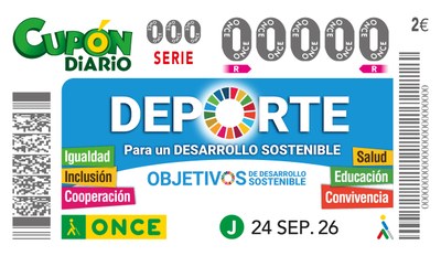 Cupón dedicado al deporte Imagen del cupón del 24 de septiembre dedicado al deporte con motivo de la conmemoración de los Objetivos de Desarrollo Sostenible (ODS)