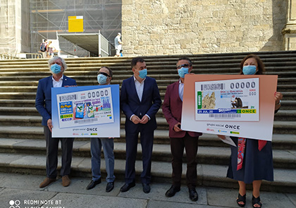 Presentación de cupones dedicados al Día de Galicia y a la accesibilidad del Camino Francés para personas ciegas