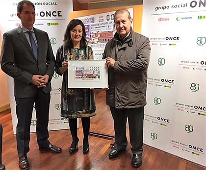 Foto de familia de la presentación del cupón de la ONCE dedicado al 150 aniversario de la Parroquia de Santa Lucia de Santander