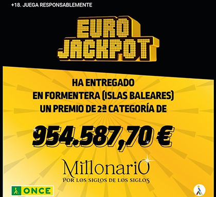 Cartel premio de Eurojackpot en Formentera