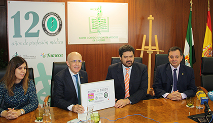 Presentación del cupón dedicado al 120 aniversario del Colegio Oficial de Médicos de Cáceres 