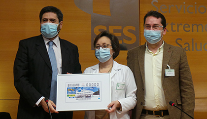 Presentación del cupón dedicado al Complejo Hospitalario Universitario de Badajoz