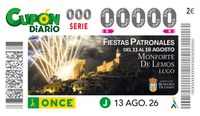 Cupón de la ONCE dedicado a las Fiestas Patronales de Monforte de Lemos, Lugo