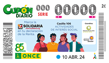 Cupón de la ONCE dedicado a la X Solidaria 2024