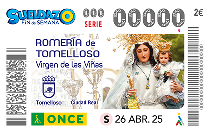 Cupón de la ONCE dedicado a la Romería en honor de la Virgen de las Viñas de Tomelloso