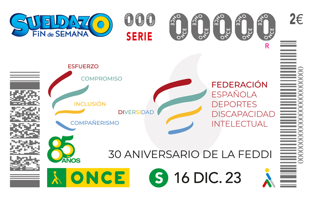 Cupón de la ONCE dedicado al 30 aniversario de la Federación Española de Deportes para Personas con Discapacidad 