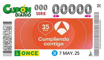 Cupón de la ONCE dedicado al 35 aniversario de Antena 3