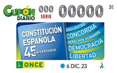 Imagen del cupón dedicado al 45 aniversario de la Constitución Española