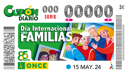 Cupón de la ONCE dedicado al Dia Internacional de las Familias 2024