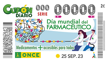 Cupón de la ONCE dedicado al Dia Mundial del Farmacéutico