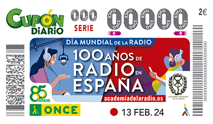 Cupón de la ONCE dedicado al Dia Mundial de la Radio 2024