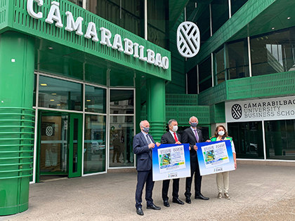 Presentación del cupón dedicado al 135 aniversario de la Cámara de Bilbao