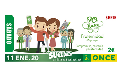 Cupón de la ONCE dedicado al 90 aniversario de Fraternidad-Muprespa 110120