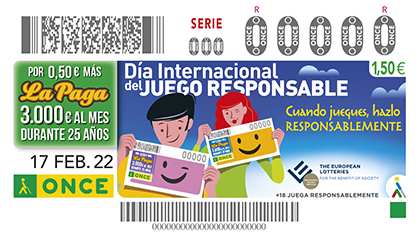 Cupón de la ONCE dedicado al Día Internacional del Juego Responsable