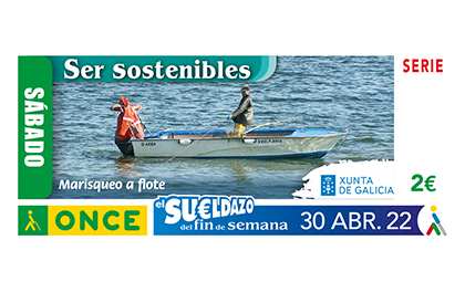 Cupón dedicado al marisqueo a flote, en la serie Ser sostenibles, dedicado a Galicia