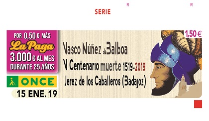 Cupón dedicado al V Centenario del fallecimiento del descubridor Vasco Núñes de Balboa150119