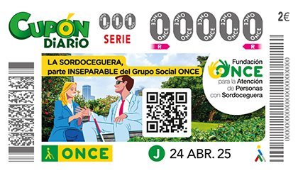Cupón de la ONCE dedicado a la Fundación Once para la Atención de Personas con Sordoceguera (FOAPS)