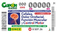 Cupón de la ONCE dedicado a las 37 Jornadas de la Escuela Universitaria de Fisioterapia de la ONCE