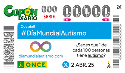 Cupón de la ONCE dedicado al Día Mundial de Concienciación sobre el Autismo