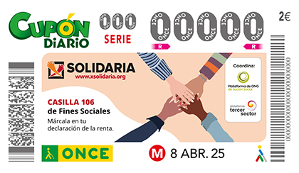 Cupón de la ONCE dedicado a la X Solidaria 2025
