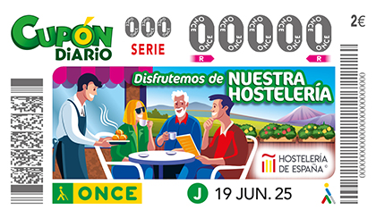 Cupón de la ONCE dedicado a la Hostelería