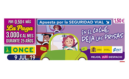 Cupón del 9 de julio dedicado a la campaña puesta en marcha en colaboración con la DGT