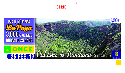 Cupón de la ONCE dedicado a la Caldera de Bandama Gran Canaria 250219