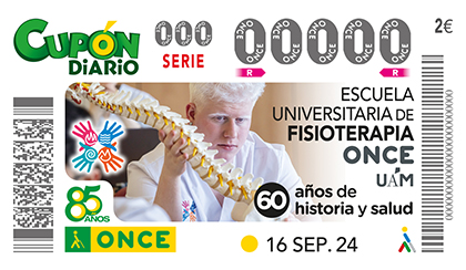 Cupón de la ONCE dedicado al 60 aniversario de la Escuela Universitaria de Fisioterapia de la ONCE