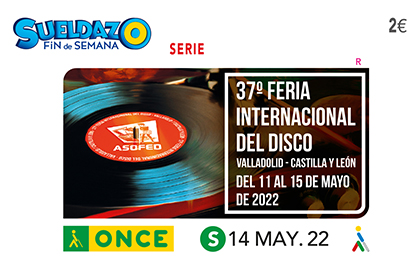 Cupón de la ONCE dedicado a la 37 Feria Internacional del Disco de Valladolid